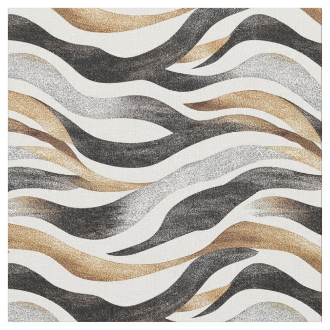 Tela Líneas abstractas de negro / oro / blanco (De cerca)