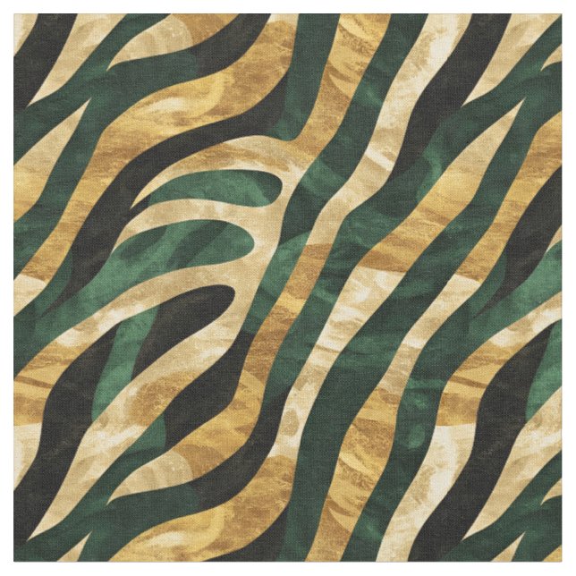 Tela Líneas abstractas de verde y oro (De cerca)