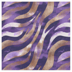 Tela Líneas abstractas púrpura / dorada / blanca