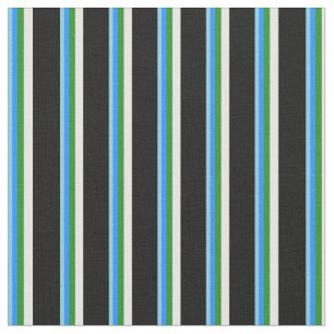Tela Líneas azul, azul, verde forestal, blanca y negra