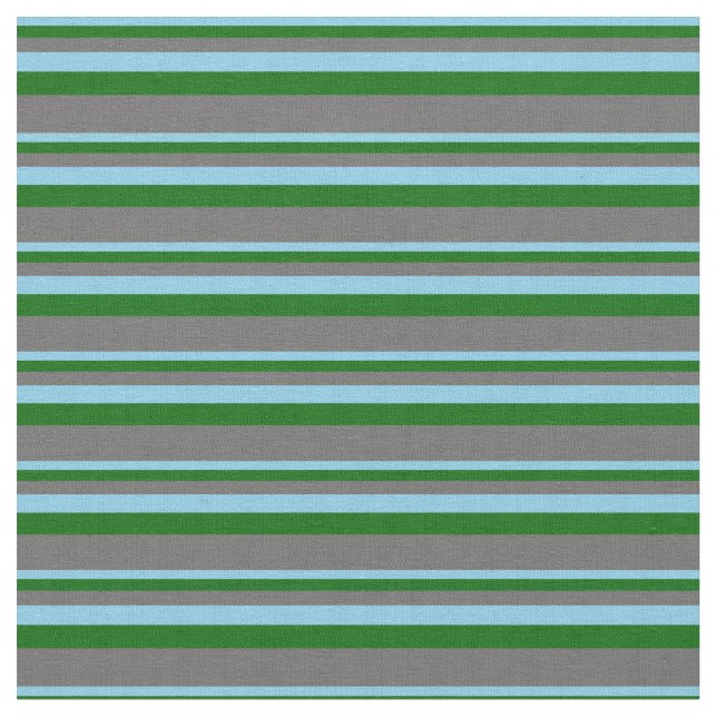 Tela Líneas azul cielo, verde oscuro y gris oscuro (De cerca)