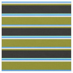 Tela Líneas azul, crema de menta, verde, negro y acuama