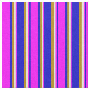 Tela Líneas azul, fucsia, beige y doraduras oscuras