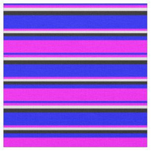 Tela Líneas azul, fucsia, lavanda y color negro