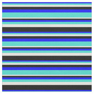 Tela Líneas azul, turquesa, amarillo claro y negro