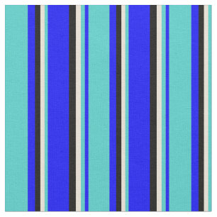 Tela Líneas azul, turquesa, bizcocho y color negro