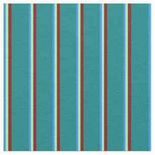Tela Líneas azul, verde, rojo oscuro y Verde azulado
