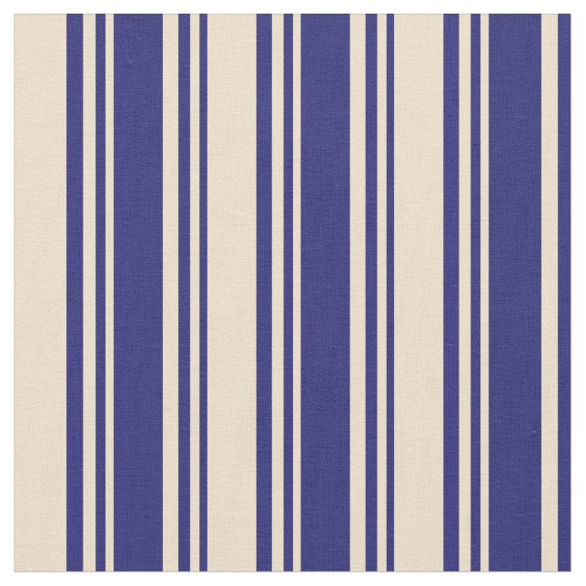 Tela Líneas Azul y Tan Medianoche (De cerca)