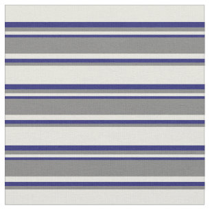Tela Líneas azules beige, gris y medianoche