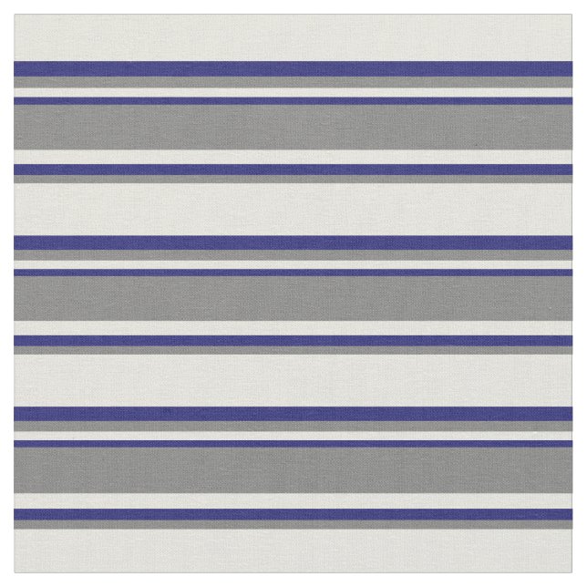 Tela Líneas azules beige, gris y medianoche (De cerca)