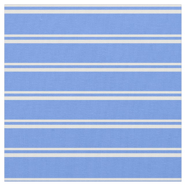 Tela Líneas azules de flor blanco (De cerca)