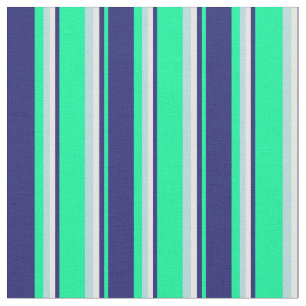 Tela Líneas azules verdes, medianoche azules, blancas y