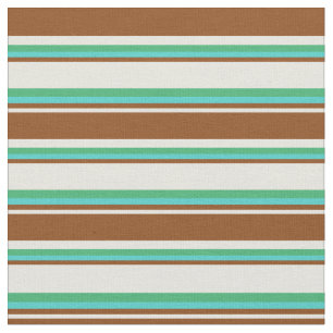 Tela Líneas beige, marrón, turquesa y verde marino