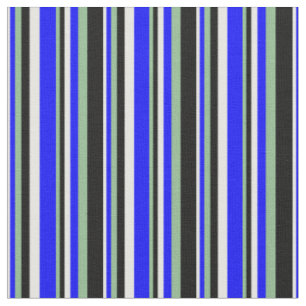 Tela Líneas blanca, azul, verde del mar oscuro y negra