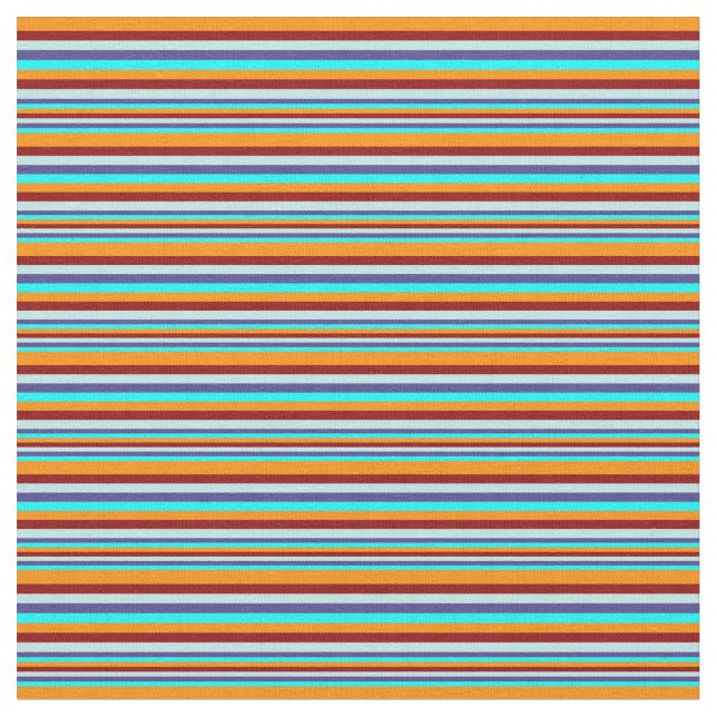 Tela Líneas cian, azul, turquesa, rojo oscuro, Naranja  (De cerca)