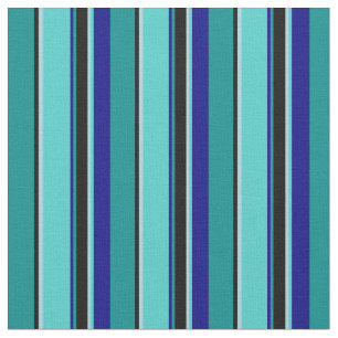 Tela Líneas cian, negro, azul claro, turquesa y azul