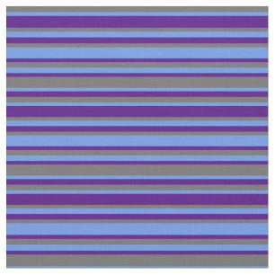 Tela Líneas de color gris oscuro, azul de flor de maíz 