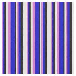 Tela Líneas de color orquídea, azul, negro y blanco