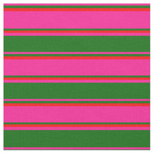 Tela Líneas de color rosa profundo, verde oscuro y rojo