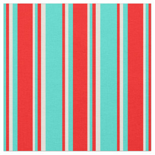 Tela Líneas de color turquesa, rojo y beige
