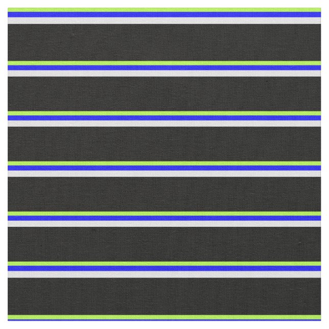 Tela Líneas de color verde claro, azul, lavanda y negro (De cerca)