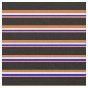 Tela Líneas de coral, azul, beige, chocolate y negro