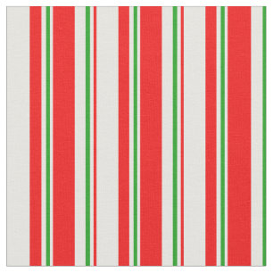 Tela Líneas de estilo de Navidades rojas, blancas y ver