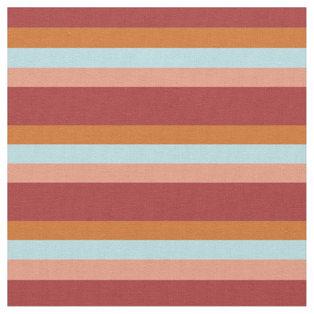 Tela Líneas de salmón marrón, chocolate, azul en polvo  (De cerca)