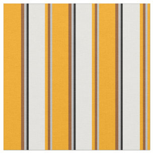 Tela Líneas gris, marrón, Naranja, blanco y negro