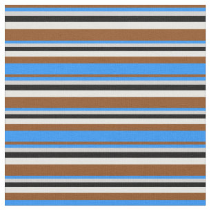 Tela Líneas marrones, azules, grises claros, negras y d