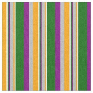 Tela Líneas naranja, gris, púrpura, verde oscuro y blan