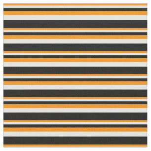 Tela Líneas oscuras de Naranja, blanco y negro
