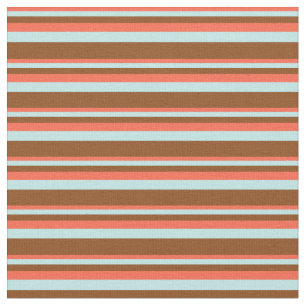 Tela Líneas rojas, turquesas y marrones