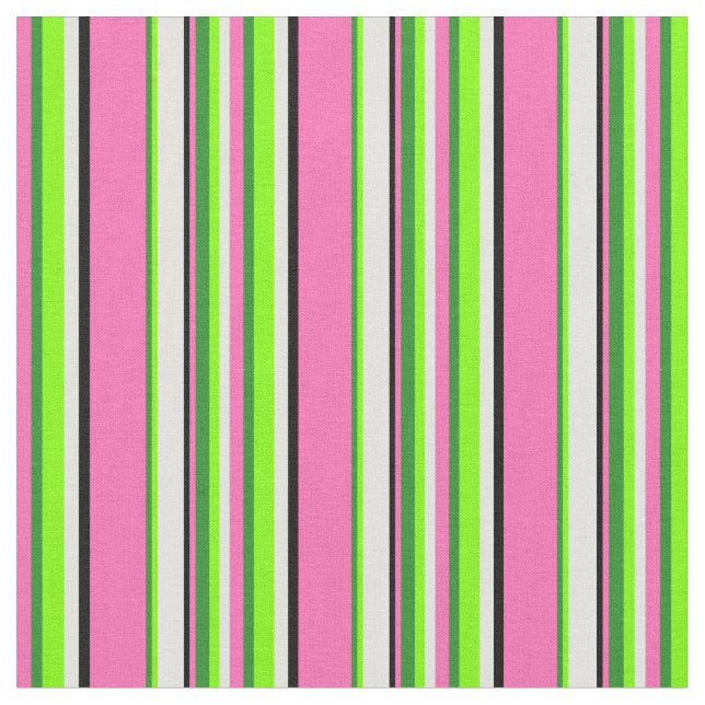 Tela Líneas rosa caliente, verde, chartreuse, cian y ne (De cerca)