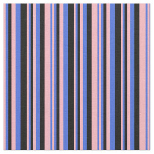 Tela Líneas rosa claro, azul real y negro