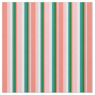 Tela Líneas rosa, salmón, verde oscuro, cian oscuro y b