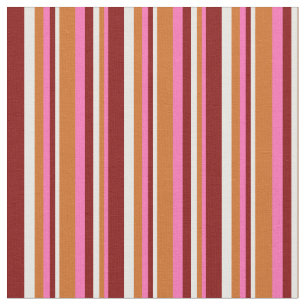 Tela Líneas rosadas calientes, chocolate, crema de ment