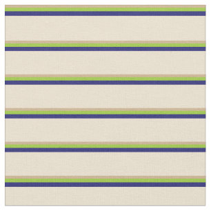 Tela Líneas Tan, Verde, Azul y Beige De Medianoche