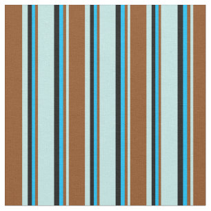 Tela Líneas turquesa, marrón, azul cielo profundo y neg