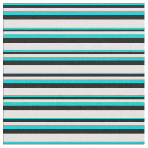 Tela Líneas turquesa, negra y blanca oscuras