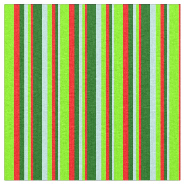 Tela Líneas turquesa, verde oscuro, rojo y cartón (De cerca)