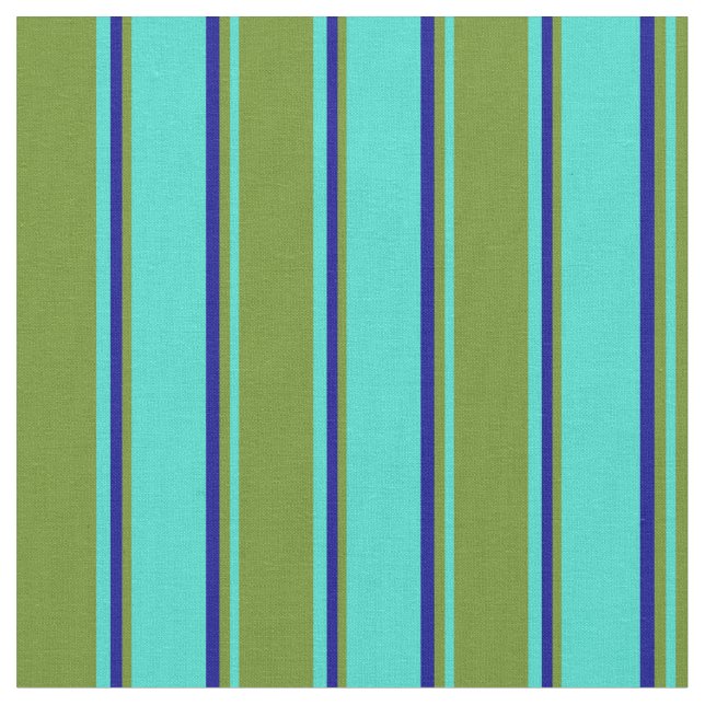 Tela Líneas turquesa, verde y azul oscuro (De cerca)