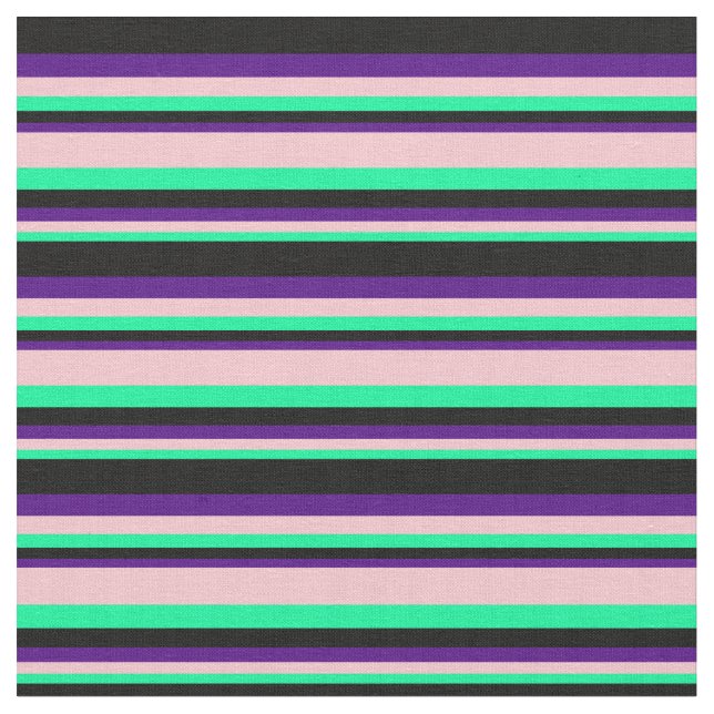 Tela Líneas verde, rosa, índigo y negro (De cerca)