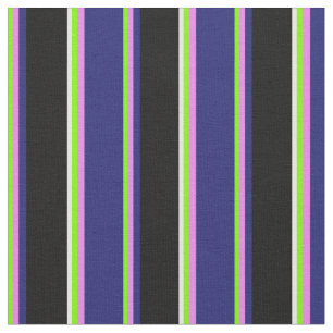 Tela Líneas verde, violeta, azul de media noche, negro 