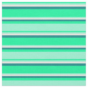 Tela Líneas verdes, acuarelas, crema de menta y Verde a