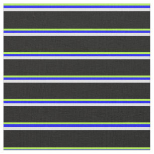 Tela Líneas verdes, azules, de lavanda y negras