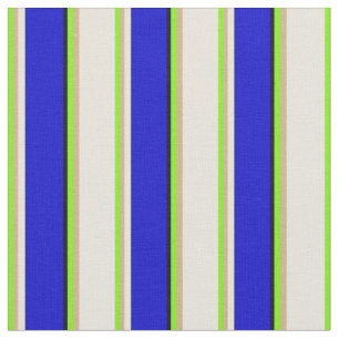 Tela Líneas verdes, tan, beige, azules y de color negro