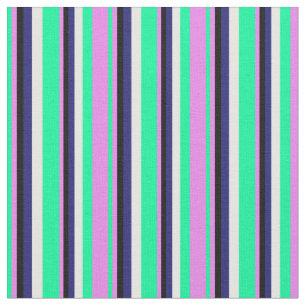 Tela Líneas verdes, violetas, negras, azules y blancas 