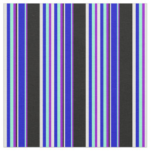 Tela Líneas violeta, acuamarina, azul, crema de menta y