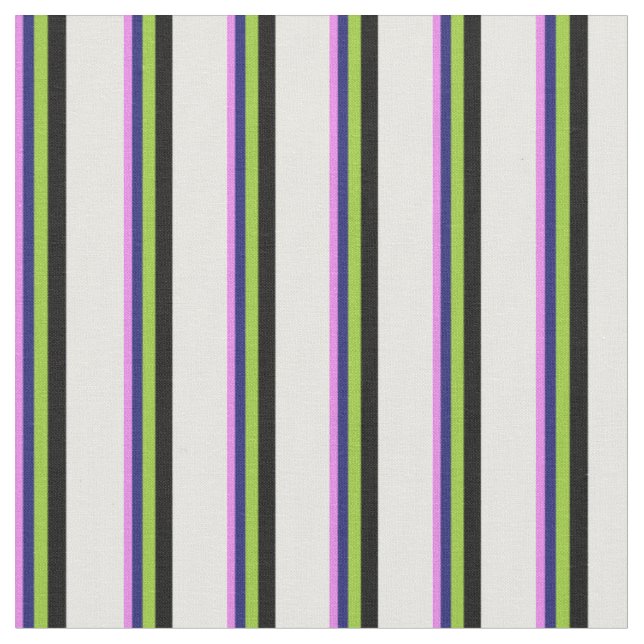 Tela Líneas violeta, azul, verde, negro y blanco (De cerca)